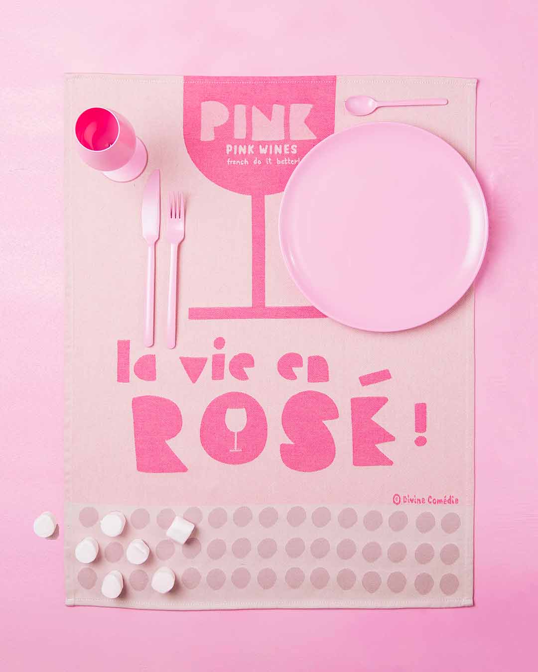 TEA TOWEL LA VIE EN ROSÉ