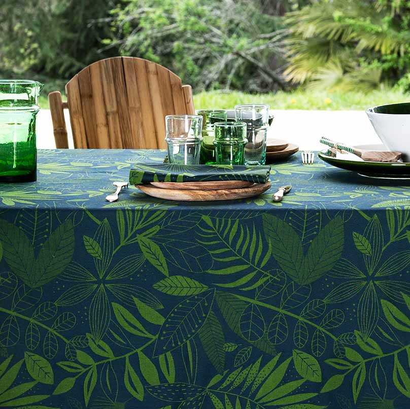 SERVIETTE BLÄTTER MOTIV BLAU