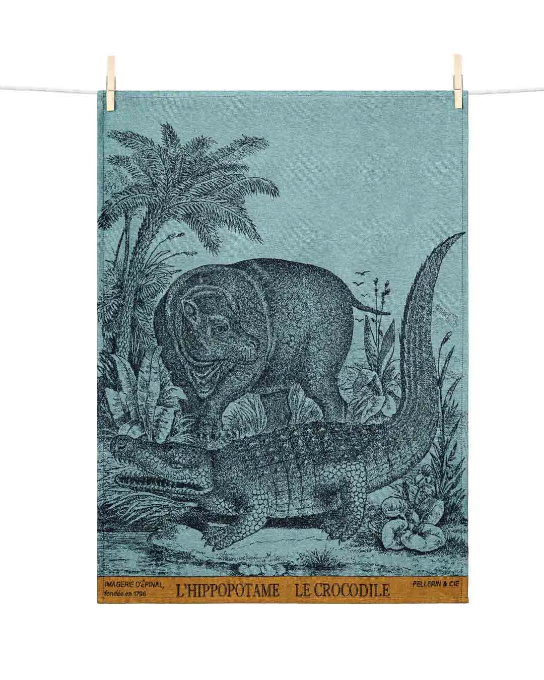TORCHON HIPPOPOTAME ET CROCODILE