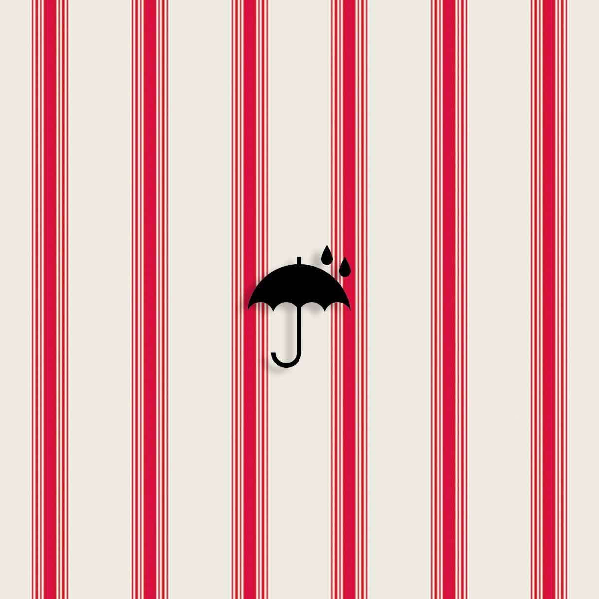 RED TICKING COATED TABLECLOTH