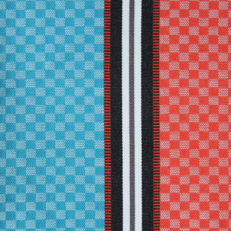 linge basque Ciboulette rayures et carreaux bleu