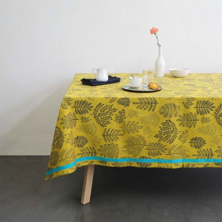 nappe jacquard made in france idee cadeau décoation interieure jaune tendance. Design français réalisé par mini labo à Paris. Fabriqué en France dans le sud ouest, en Béarn, à Orthez.