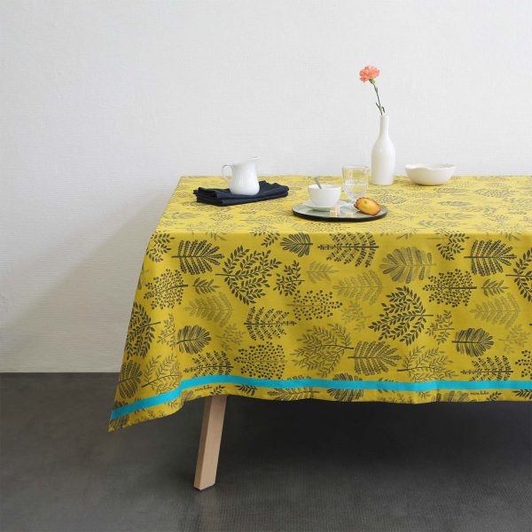 nappe jacquard made in france idee cadeau décoation interieure jaune tendance. Design français réalisé par mini labo à Paris. Fabriqué en France dans le sud ouest, en Béarn, à Orthez.