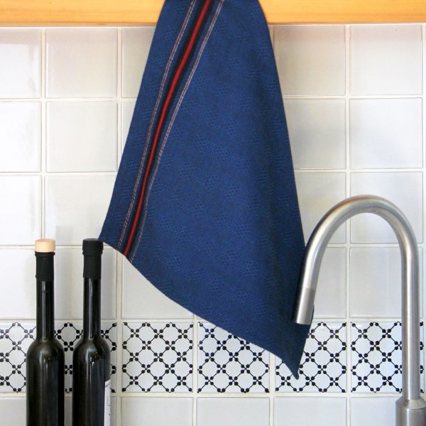 Essuie-mains Tardets bleu, linge de table basque