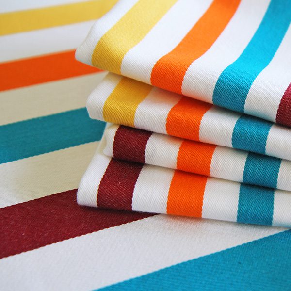 Serviettes de table Banca à rayures, linge basque made in France, Tissage Moutet