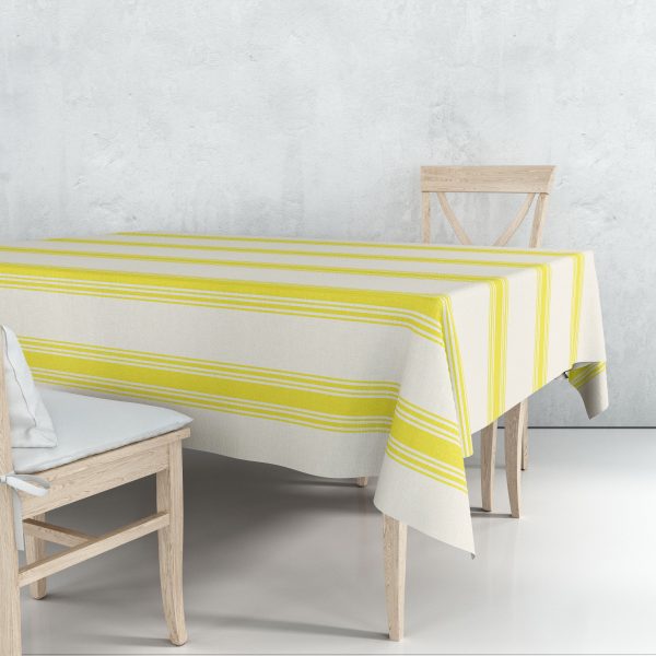 Nappe coutil jaune rayures linge basque