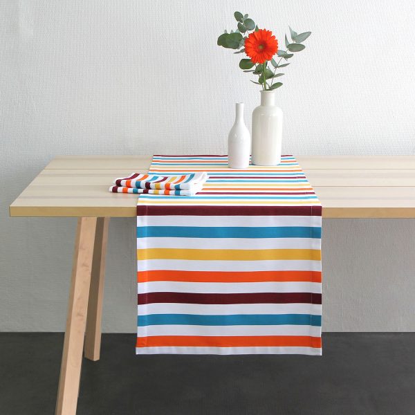 chemin de table linge basque rayures colorees made in france