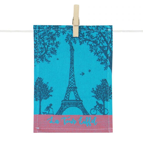 la tour eiffel illustrée par Hélène Druvert et tissée dans notre atelier dans le sud ouest de la france.