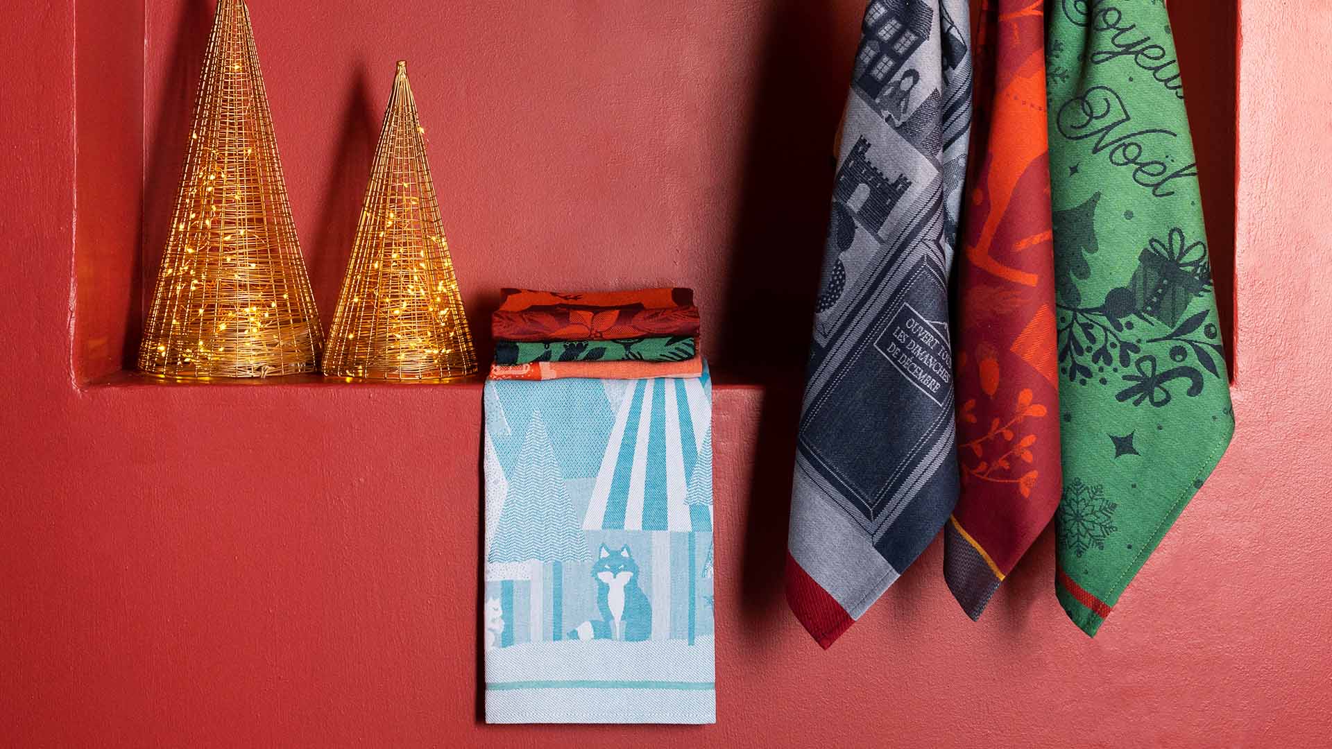 Torchon noël tissés en France