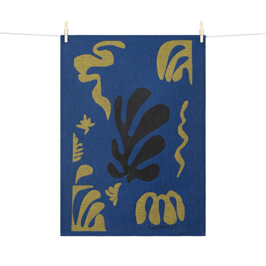 COMPOSITION SUR FOND BLEU TEA TOWEL