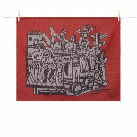 TORCHON LA GRANDE PARADE SUR FOND ROUGE